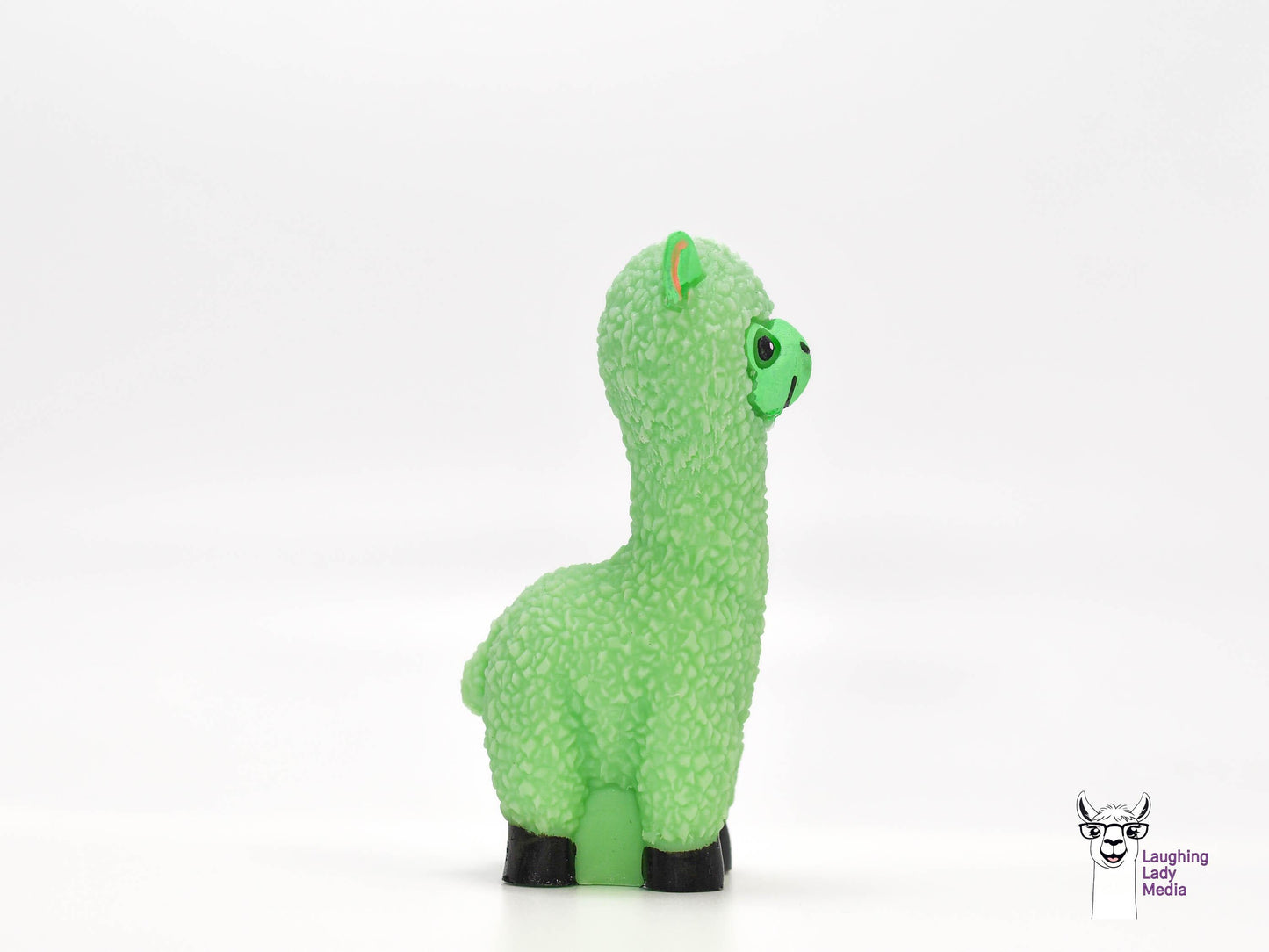 Vivid Lime Green Resin Llama Figurine Handmade Alpaca Gift