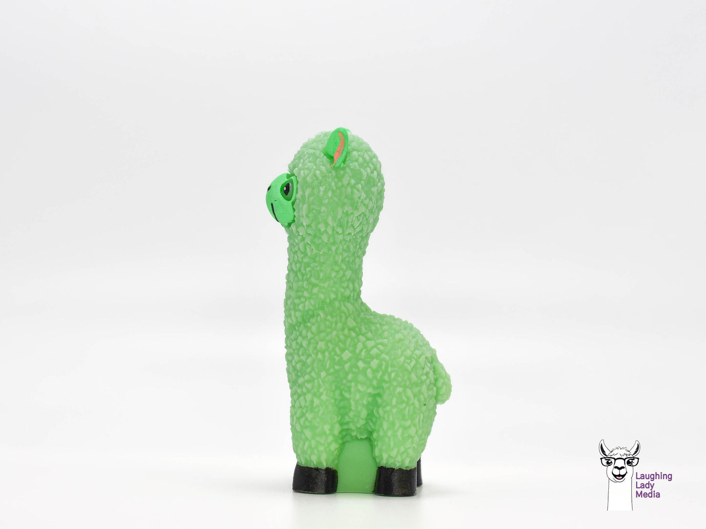 Vivid Lime Green Resin Llama Figurine Handmade Alpaca Gift
