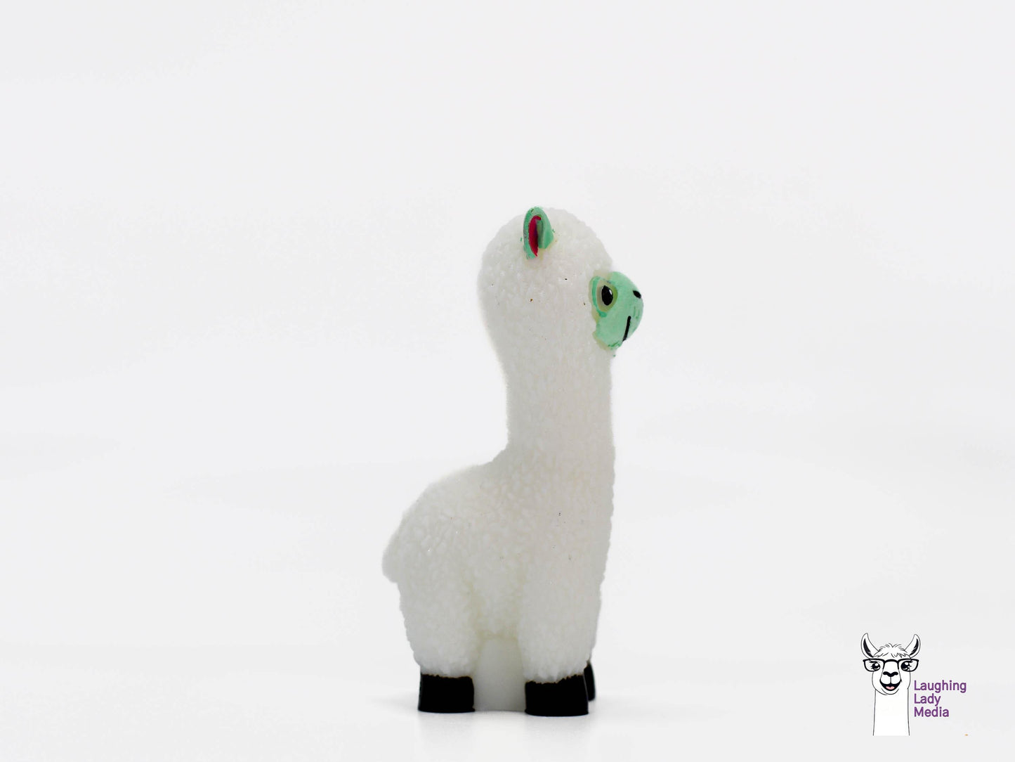 Hand-Painted White and Mint Alpaca Unique Resin Llama Home Décor