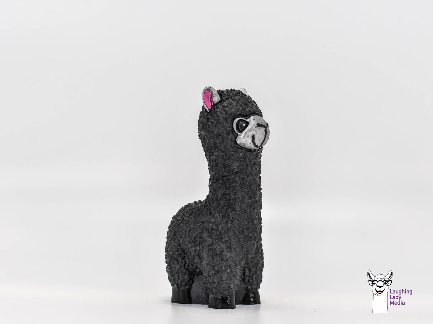 Unique Black and Silver Resin Alpaca Hand-Painted Llama Gift for Décor