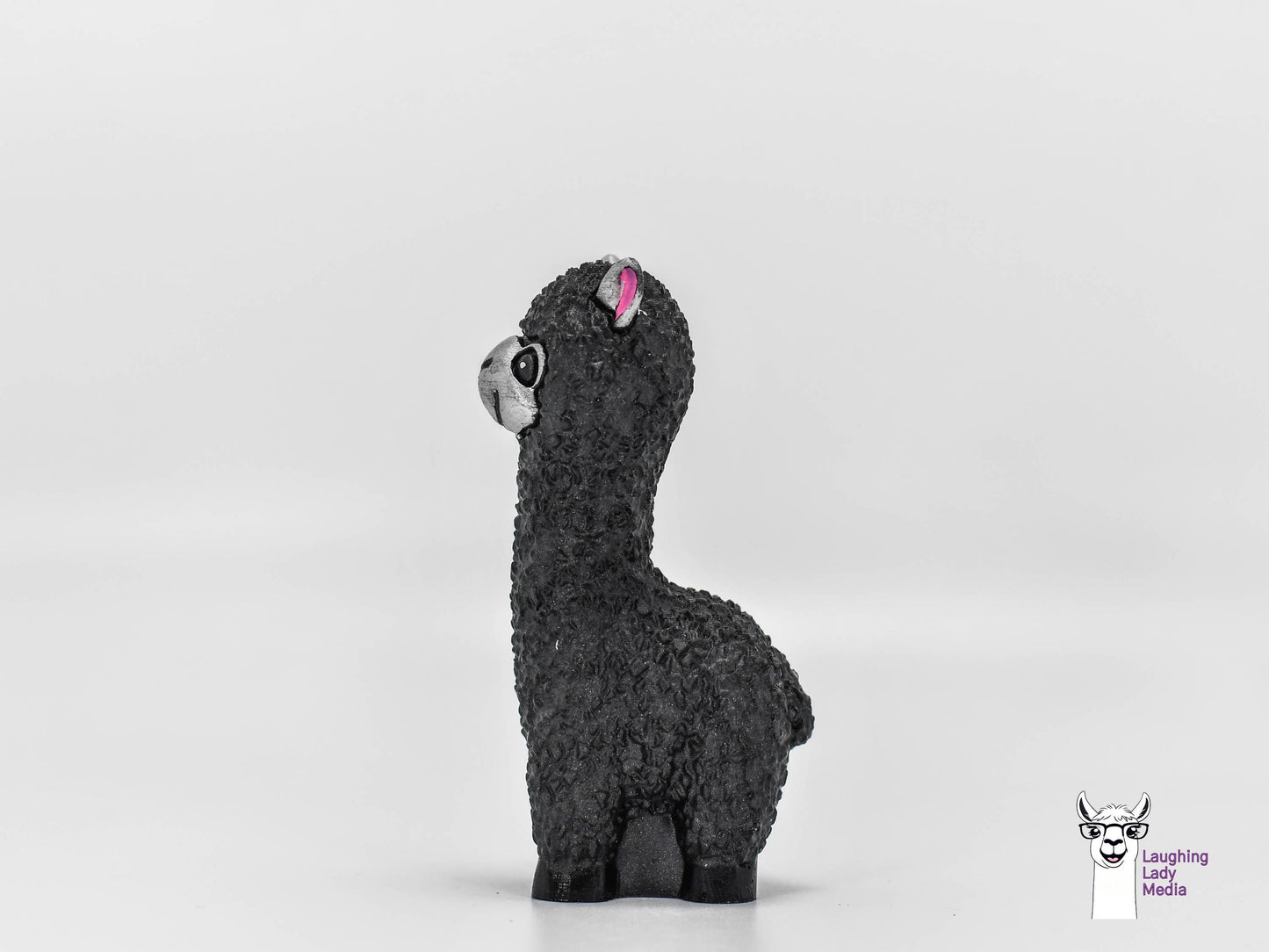 Unique Black and Silver Resin Alpaca Hand-Painted Llama Gift for Décor