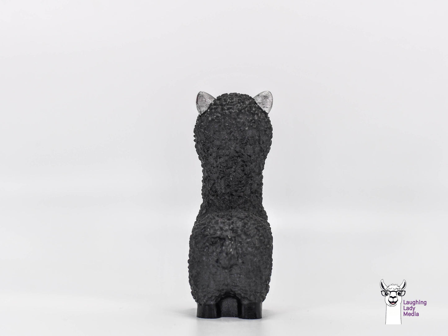 Unique Black and Silver Resin Alpaca Hand-Painted Llama Gift for Décor
