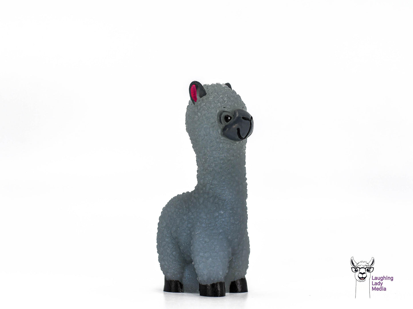 Grey Blue Epoxy Resin Llama Figurine Cute Handmade Alpaca Gift