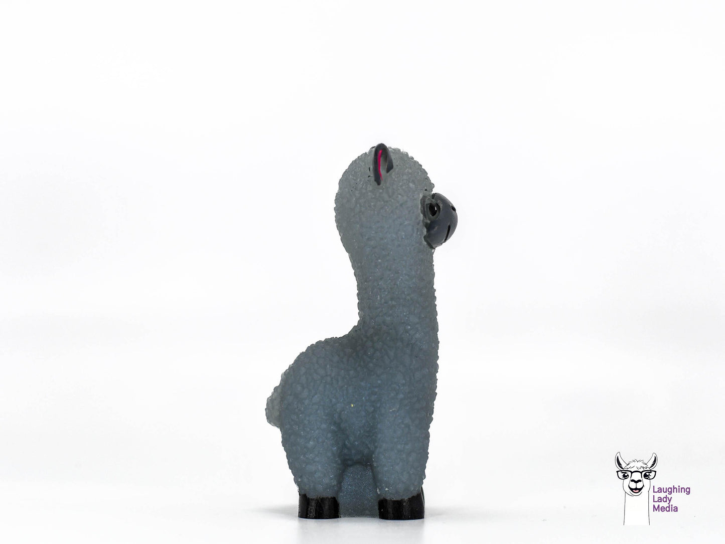 Grey Blue Epoxy Resin Llama Figurine Cute Handmade Alpaca Gift