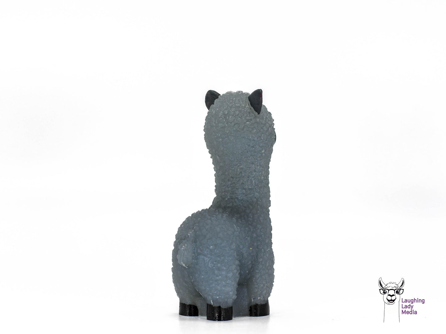 Grey Blue Epoxy Resin Llama Figurine Cute Handmade Alpaca Gift