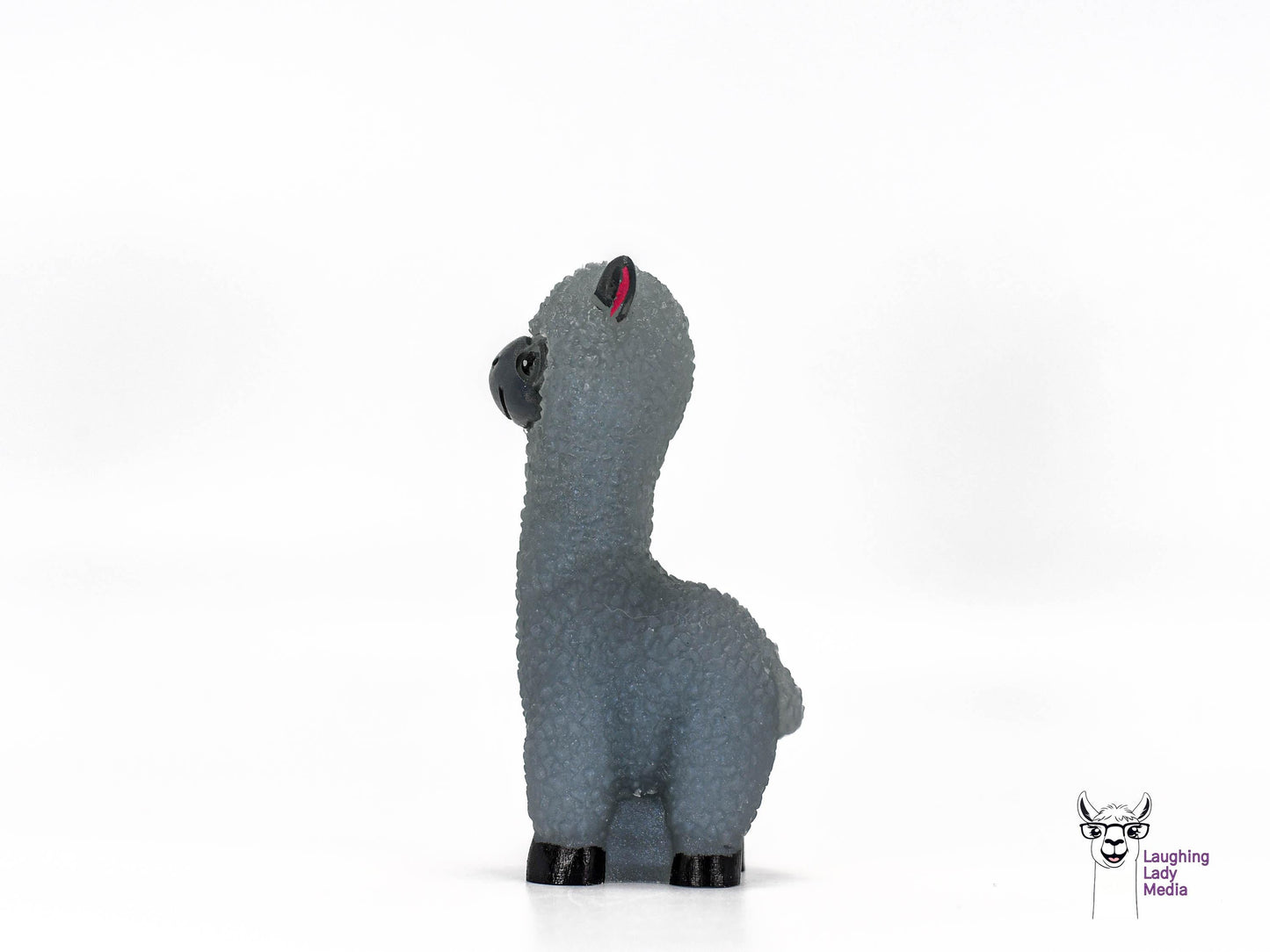 Grey Blue Epoxy Resin Llama Figurine Cute Handmade Alpaca Gift