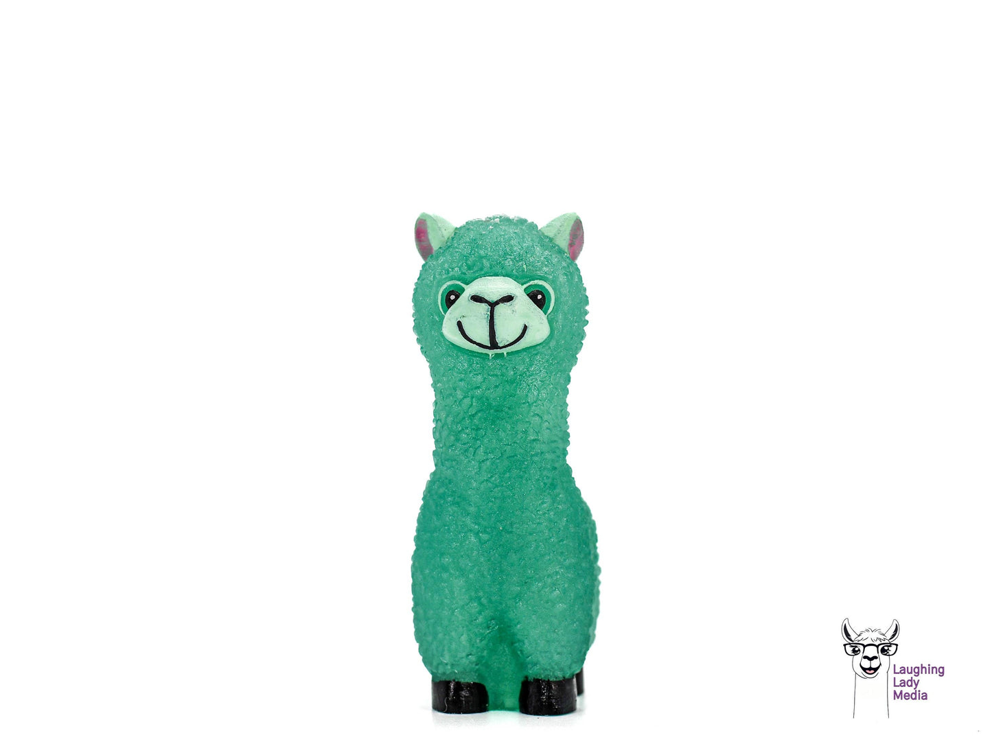 Adorable Jade Green Resin Alpaca Unique Hand-Painted Llama Décor