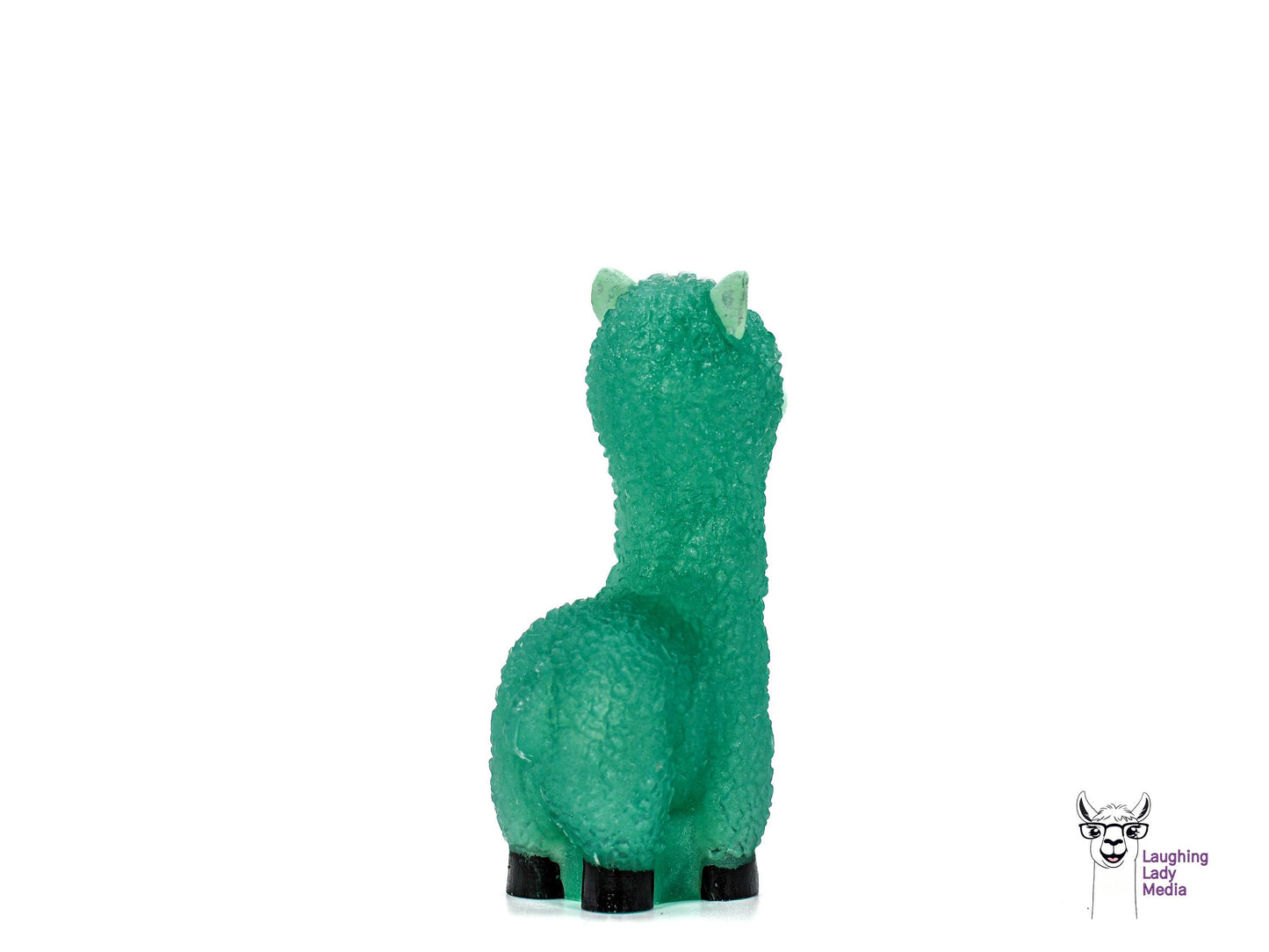Adorable Jade Green Resin Alpaca Unique Hand-Painted Llama Décor