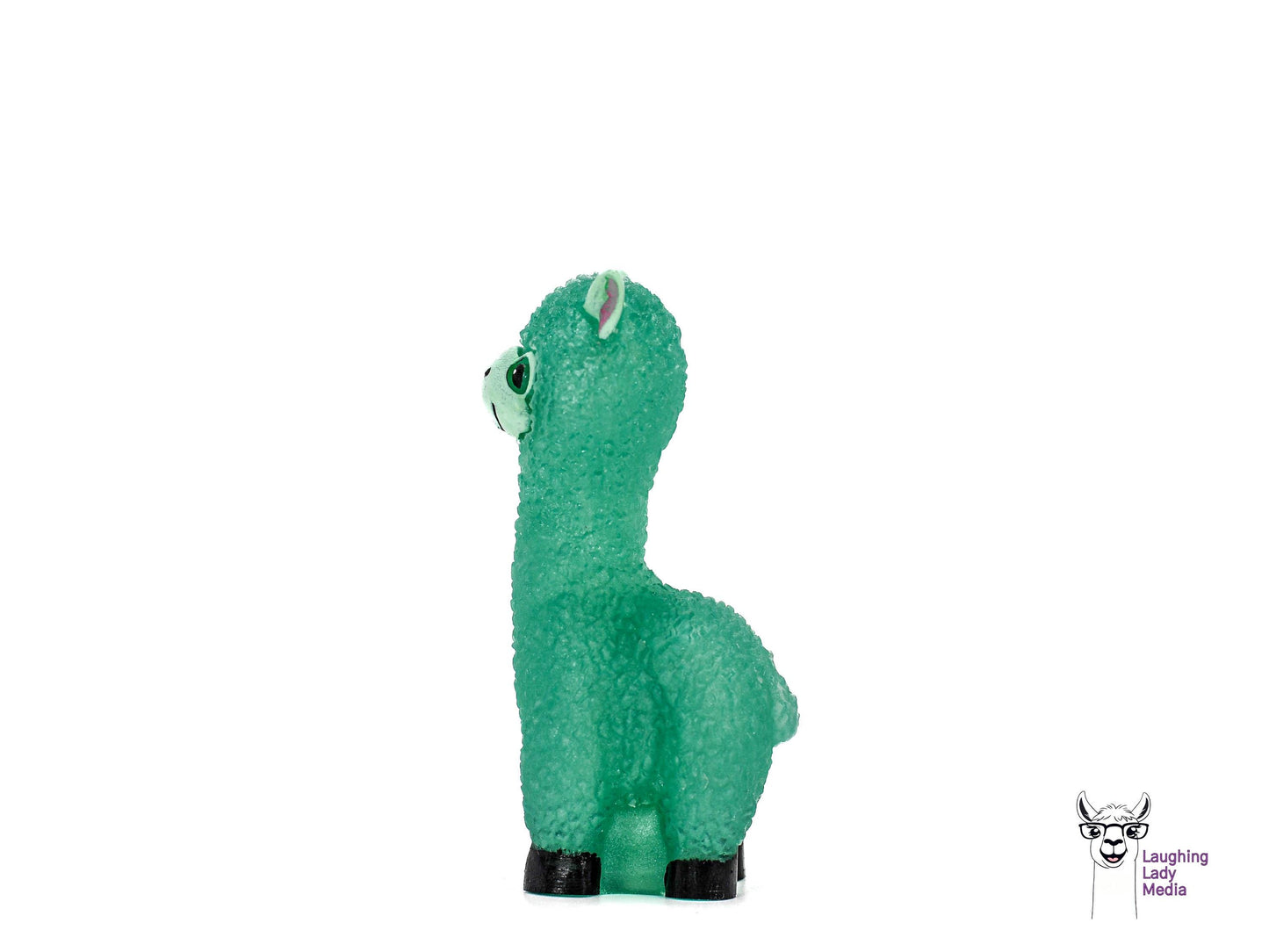 Adorable Jade Green Resin Alpaca Unique Hand-Painted Llama Décor