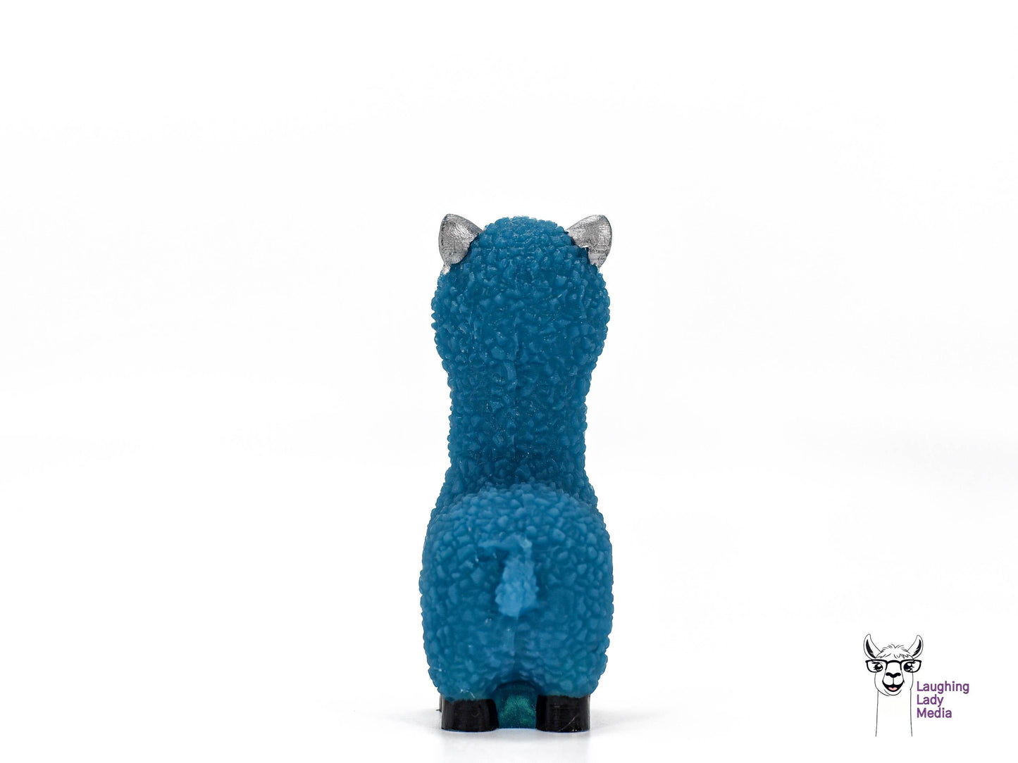 Cute Blue Llama with Silver Face Figurine Colorful Handmade Resin Art for Home Décor