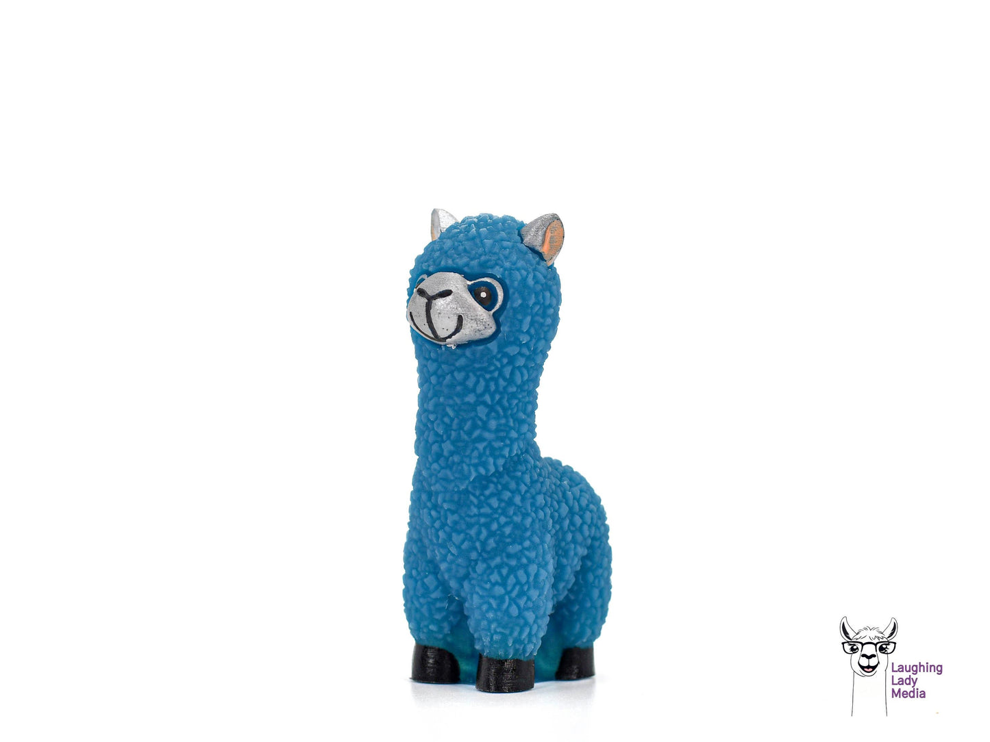 Handmade Blue Resin Alpaca with Silver Face Adorable and Unique Home Gift Idea