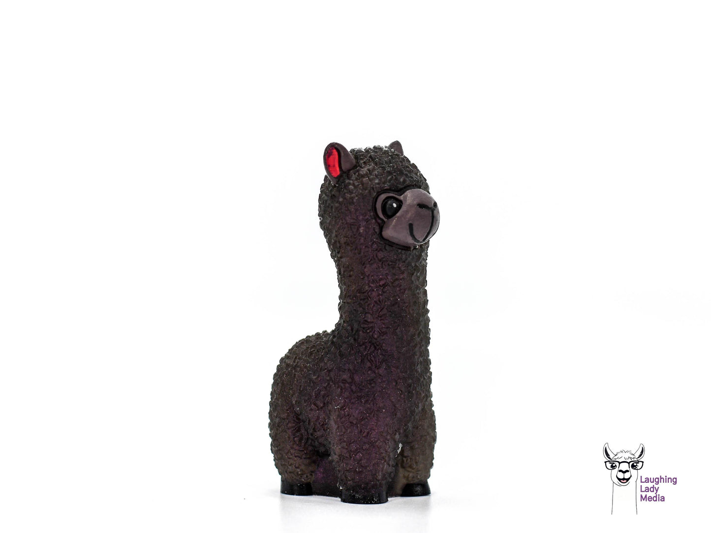 Hand-Painted Deep Wine Red Llama Cute Resin Alpaca Gift