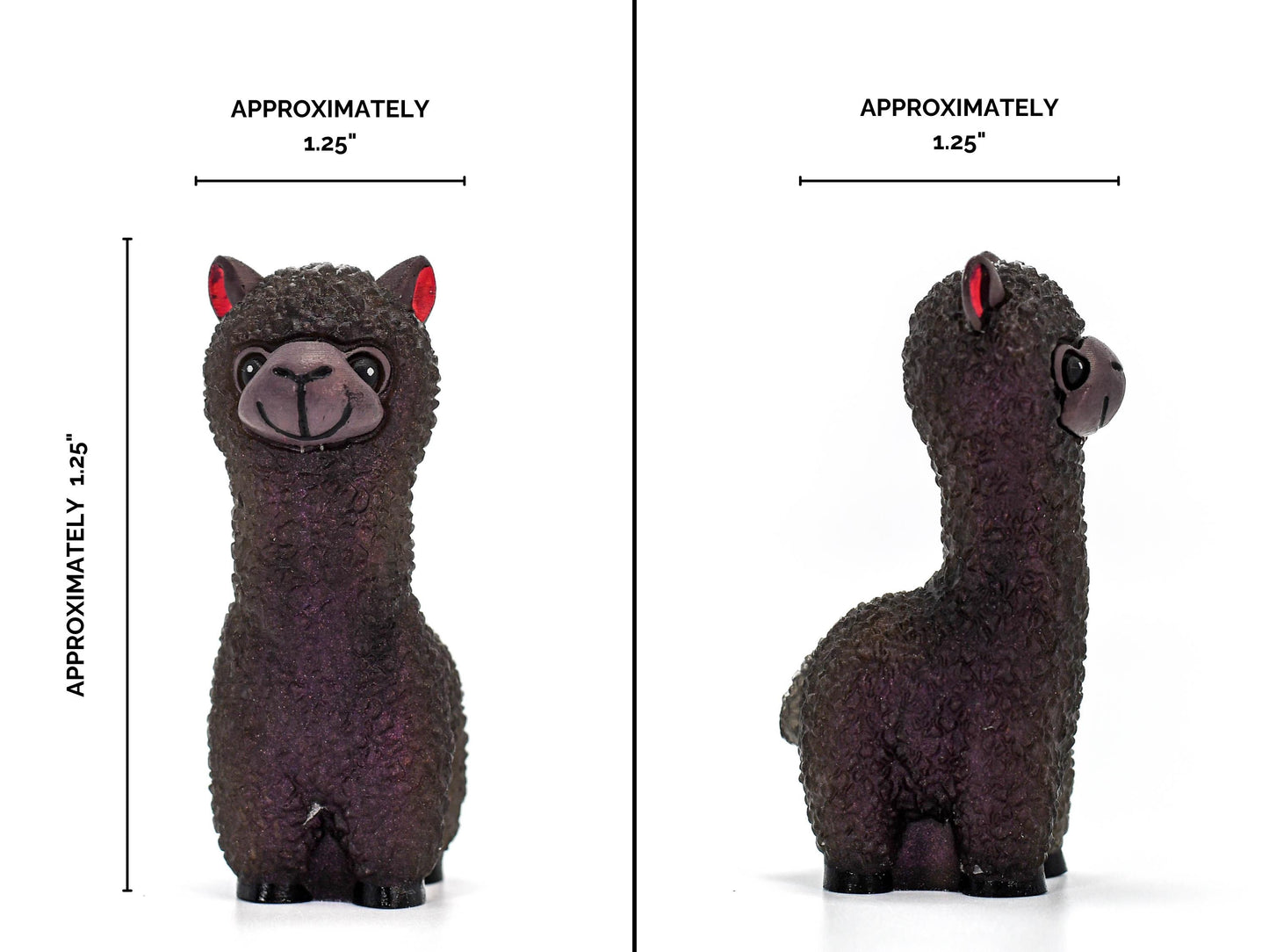 Hand-Painted Deep Wine Red Llama Cute Resin Alpaca Gift