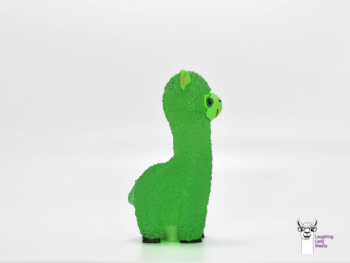 Hand-Painted Green Epoxy Resin Llama Cute and Adorable Alpaca Décor