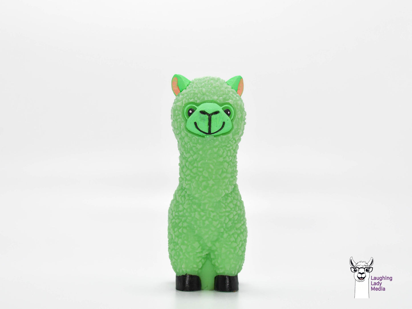 Vivid Lime Green Resin Llama Figurine Handmade Alpaca Gift