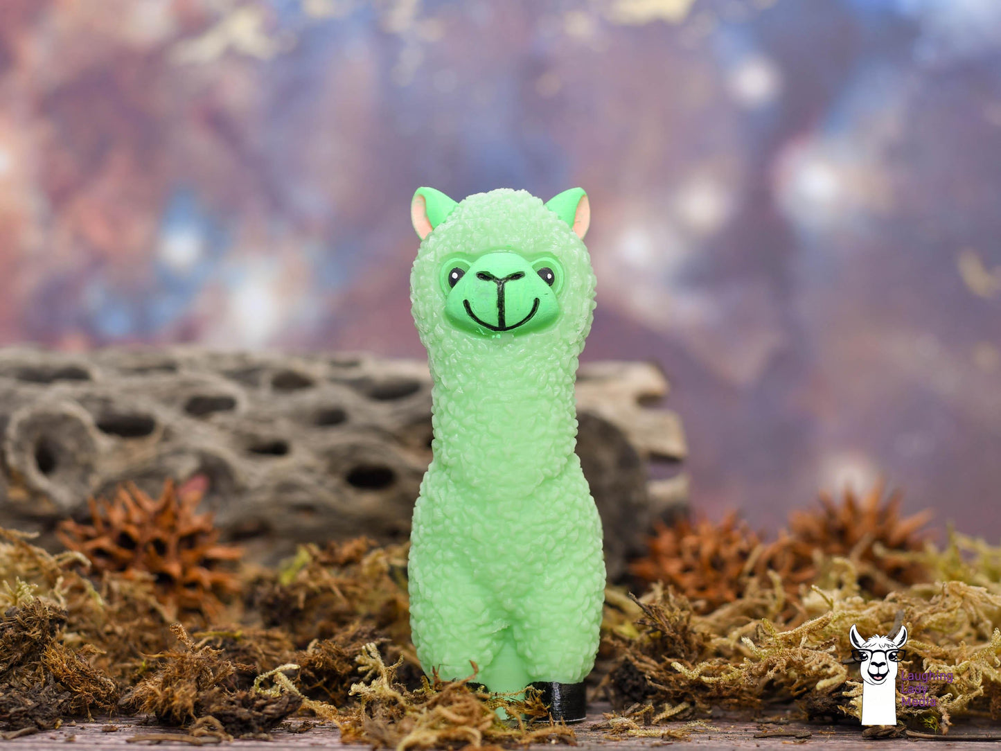 Vivid Lime Green Resin Llama Figurine Handmade Alpaca Gift