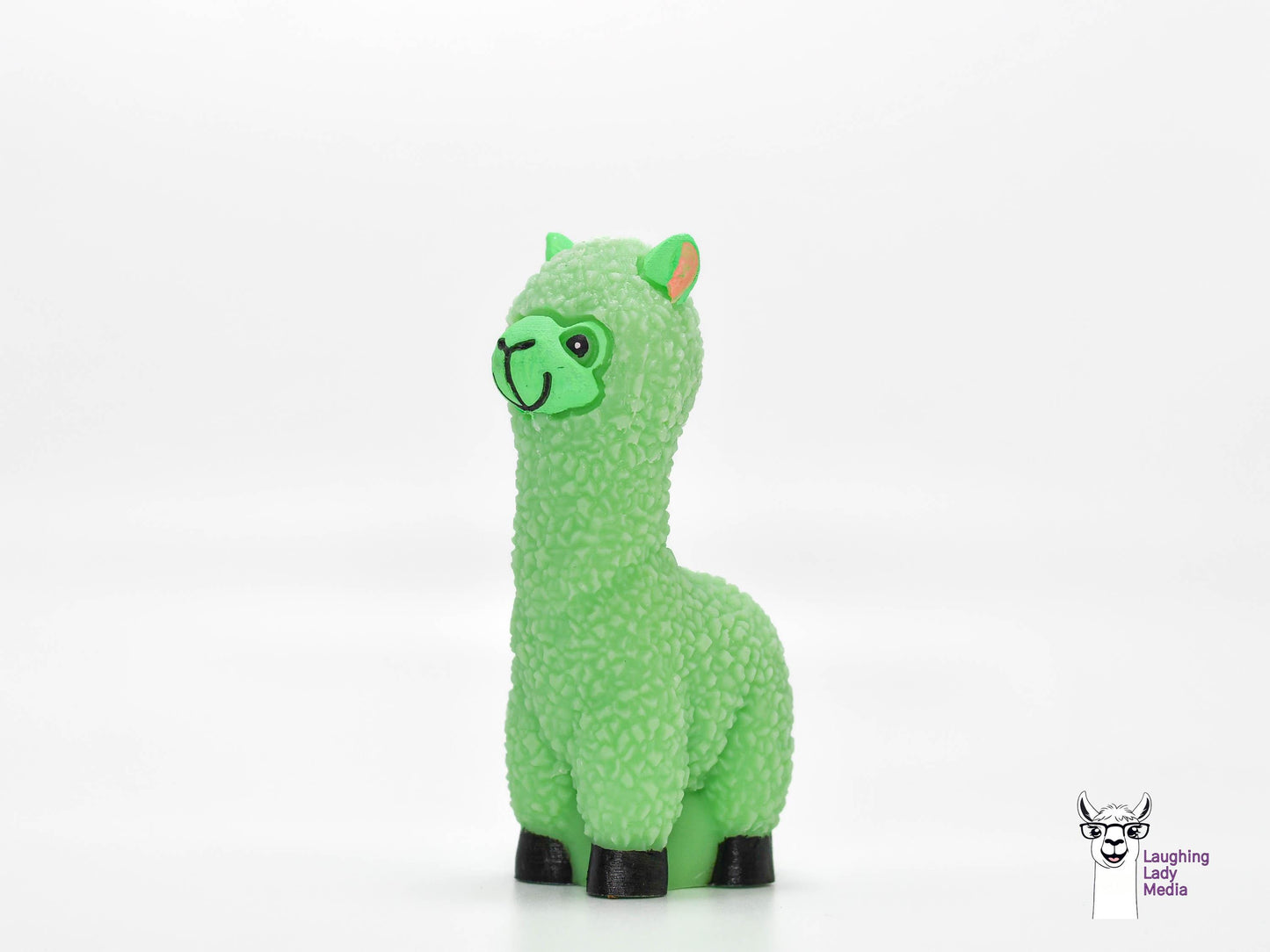 Vivid Lime Green Resin Llama Figurine Handmade Alpaca Gift