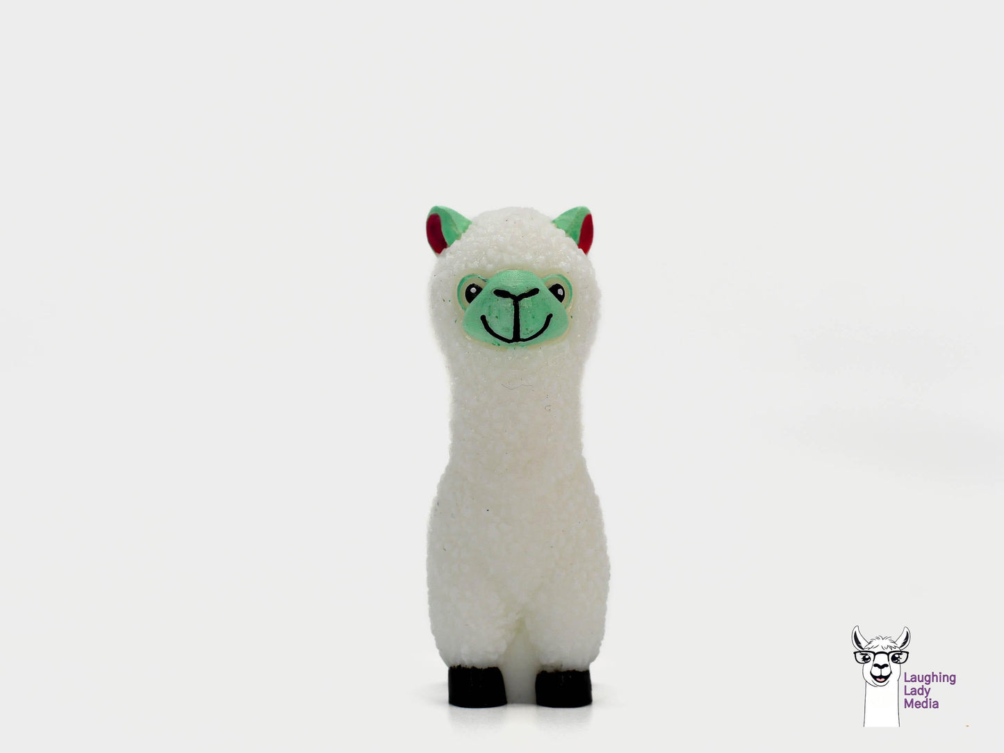 Hand-Painted White and Mint Alpaca Unique Resin Llama Home Décor