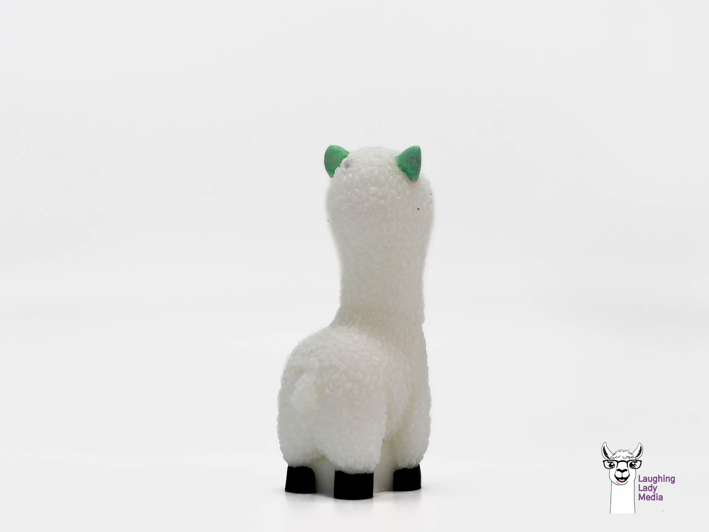 Hand-Painted White and Mint Alpaca Unique Resin Llama Home Décor