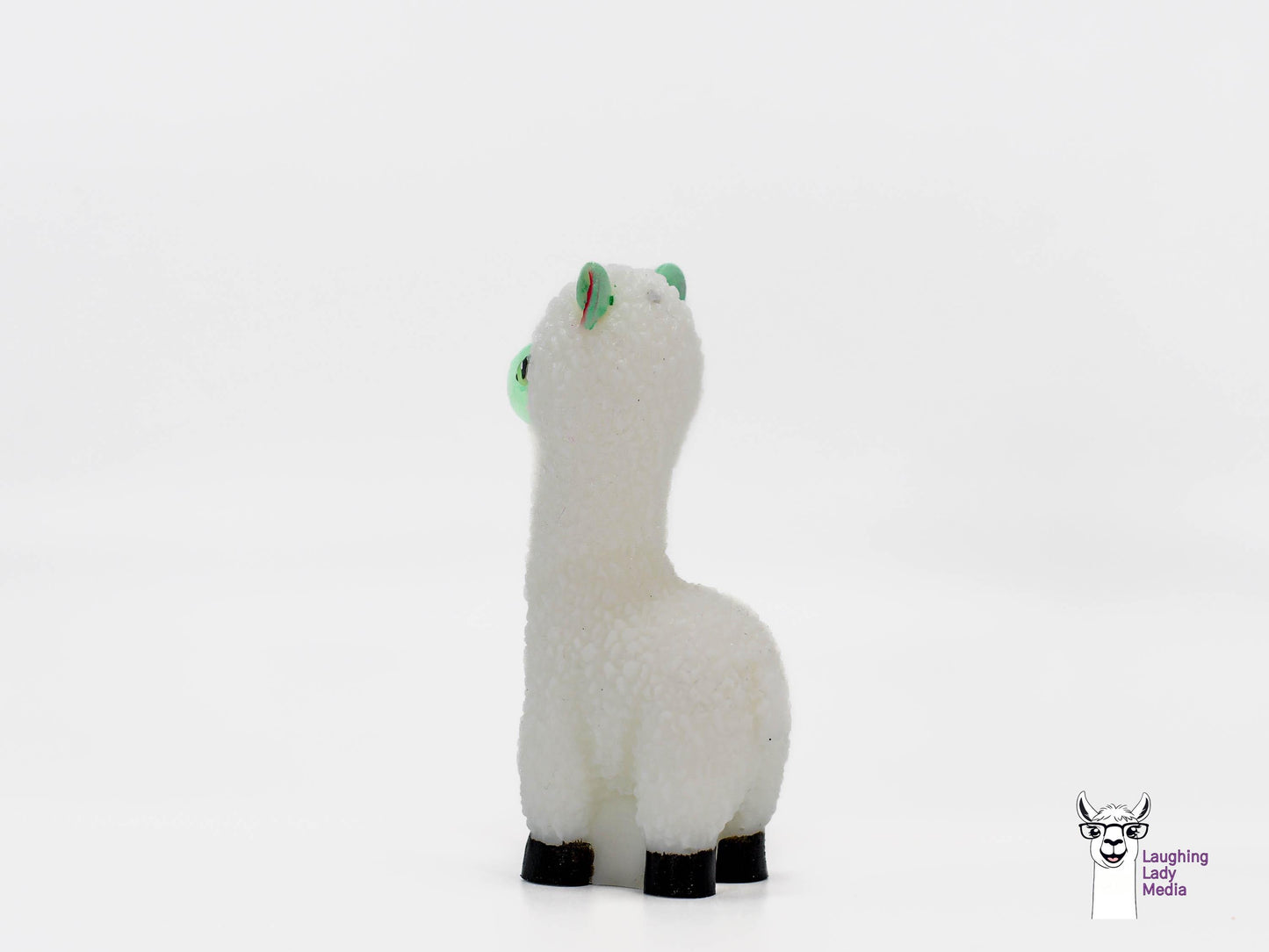 Hand-Painted White and Mint Alpaca Unique Resin Llama Home Décor