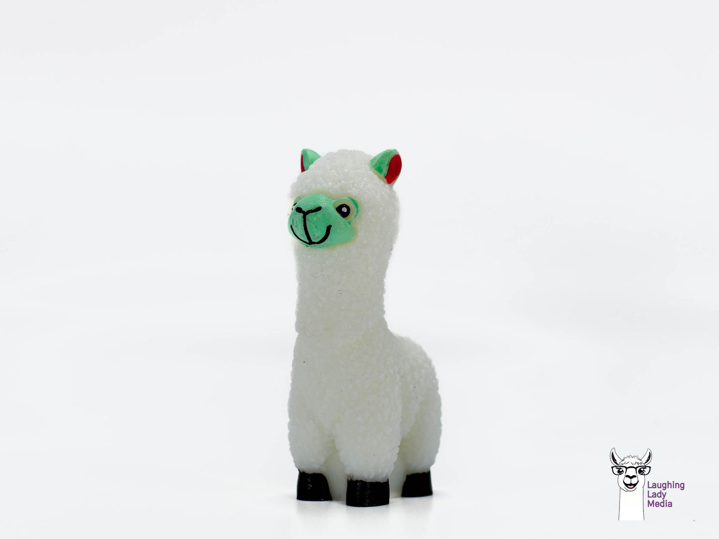 Hand-Painted White and Mint Alpaca Unique Resin Llama Home Décor