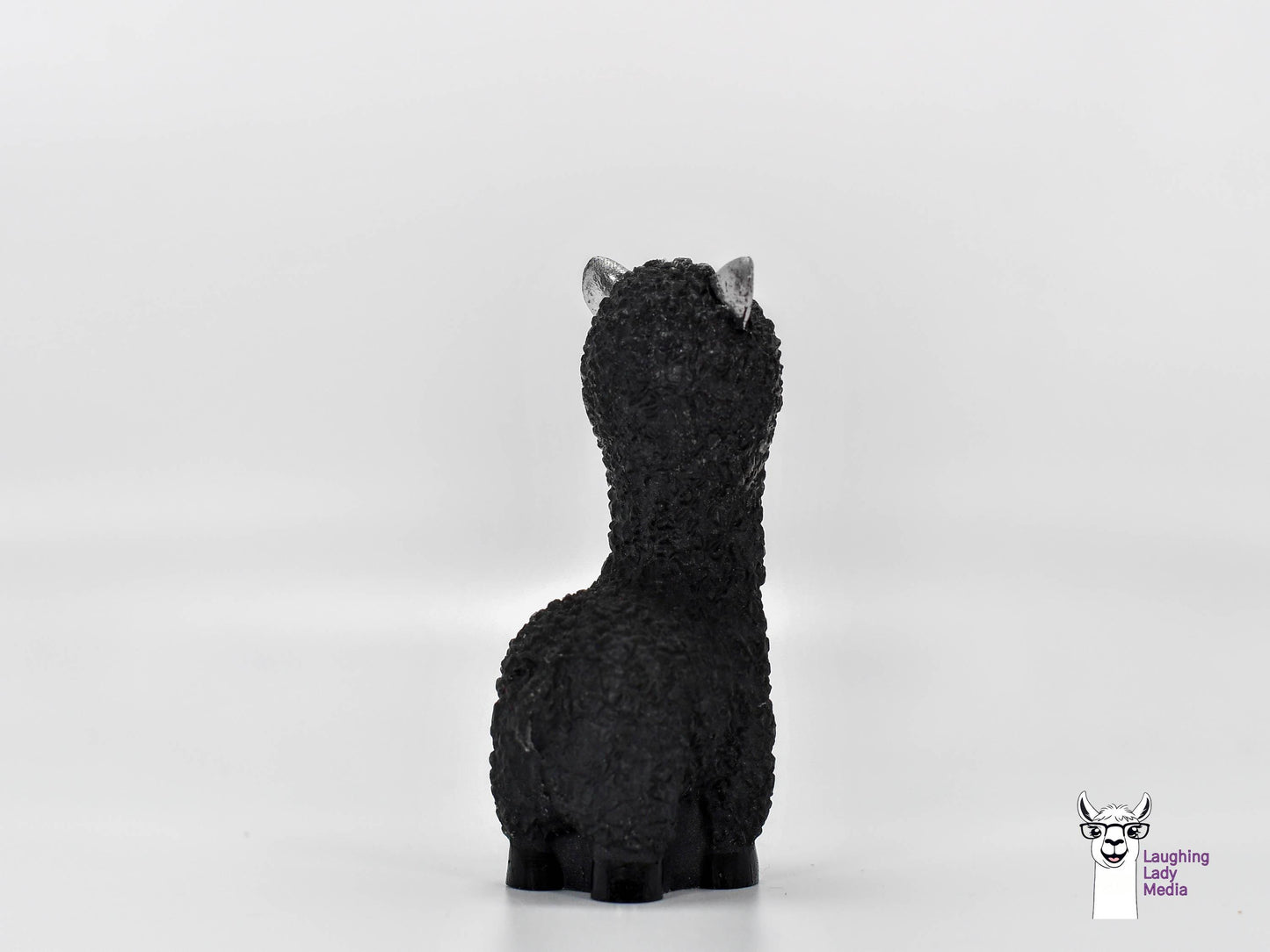 Black Resin Alpaca Figurine Handmade Silver Face Llama for Home Accent