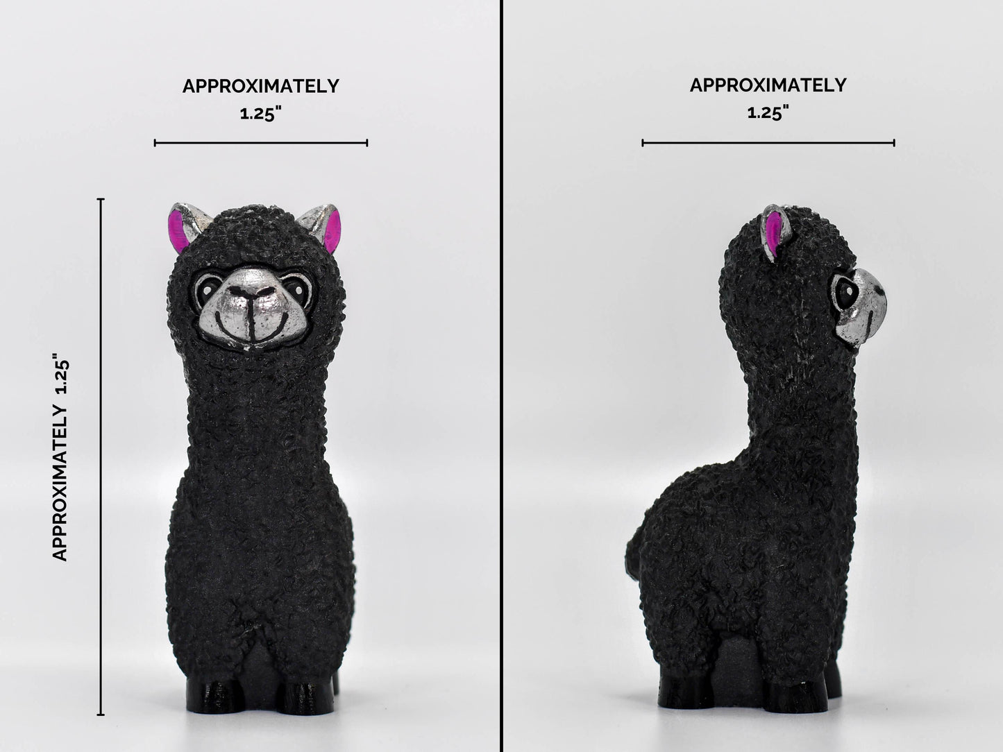 Black Resin Alpaca Figurine Handmade Silver Face Llama for Home Accent