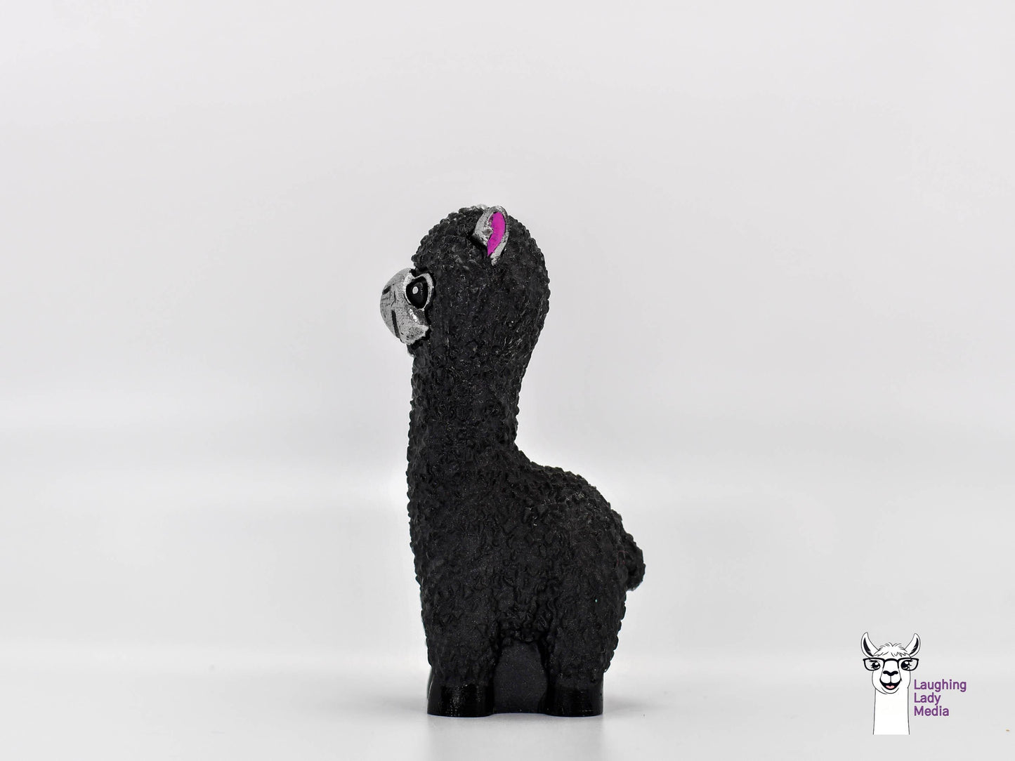 Black Resin Alpaca Figurine Handmade Silver Face Llama for Home Accent