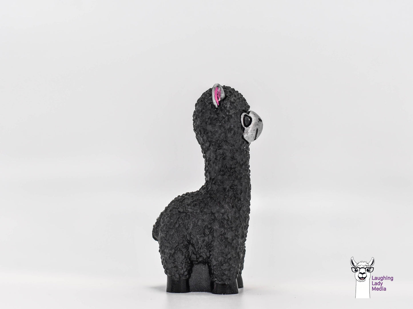 Unique Black and Silver Resin Alpaca Hand-Painted Llama Gift for Décor