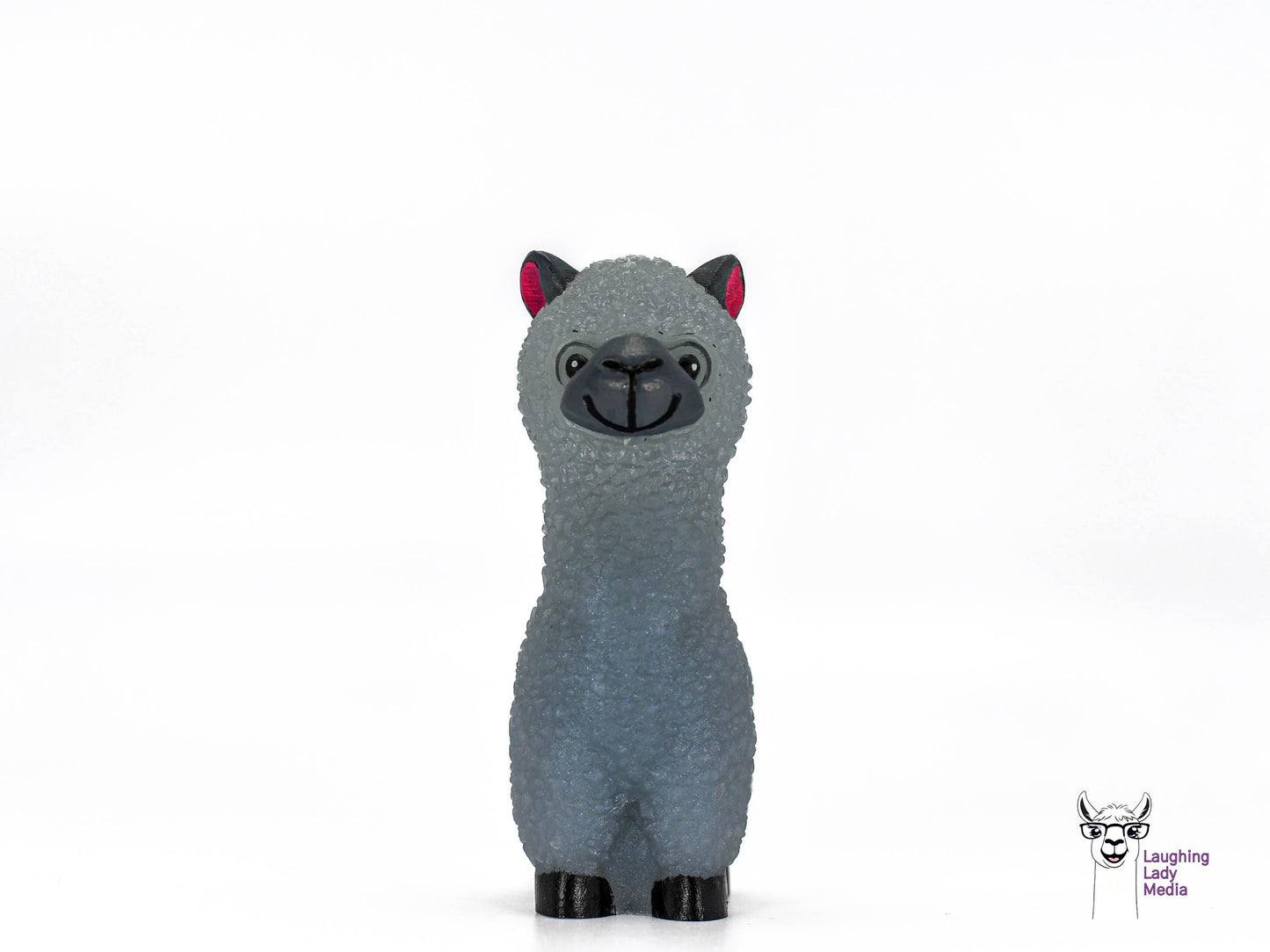 Grey Blue Epoxy Resin Llama Figurine Cute Handmade Alpaca Gift