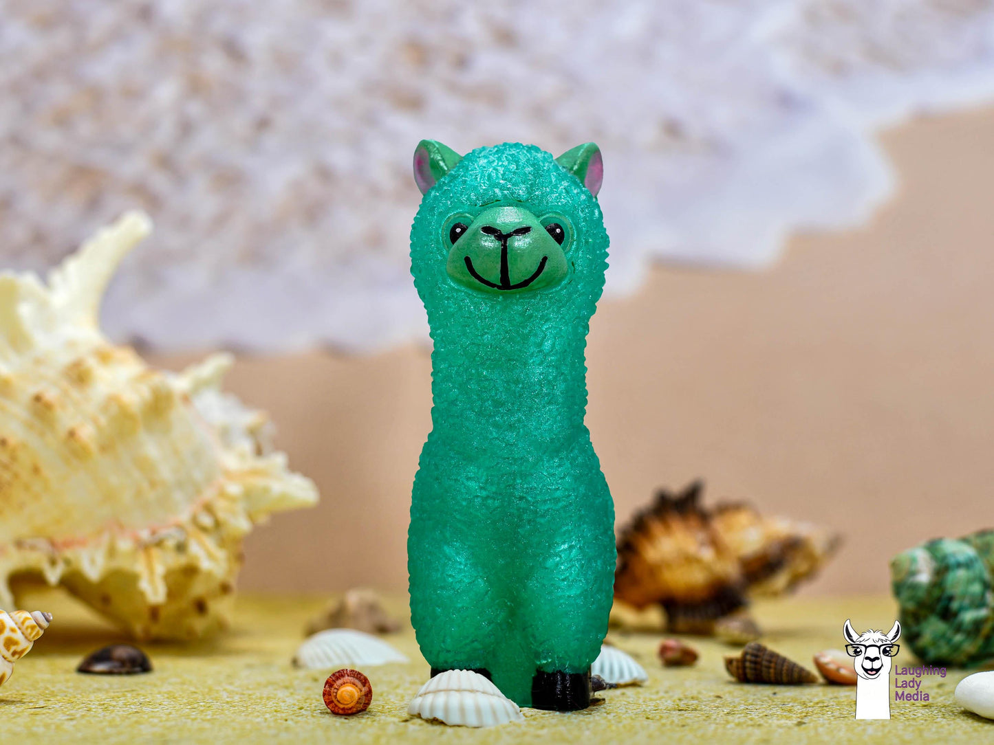 Jade Green Epoxy Resin Llama Figurine Cute Handmade Alpaca Gift