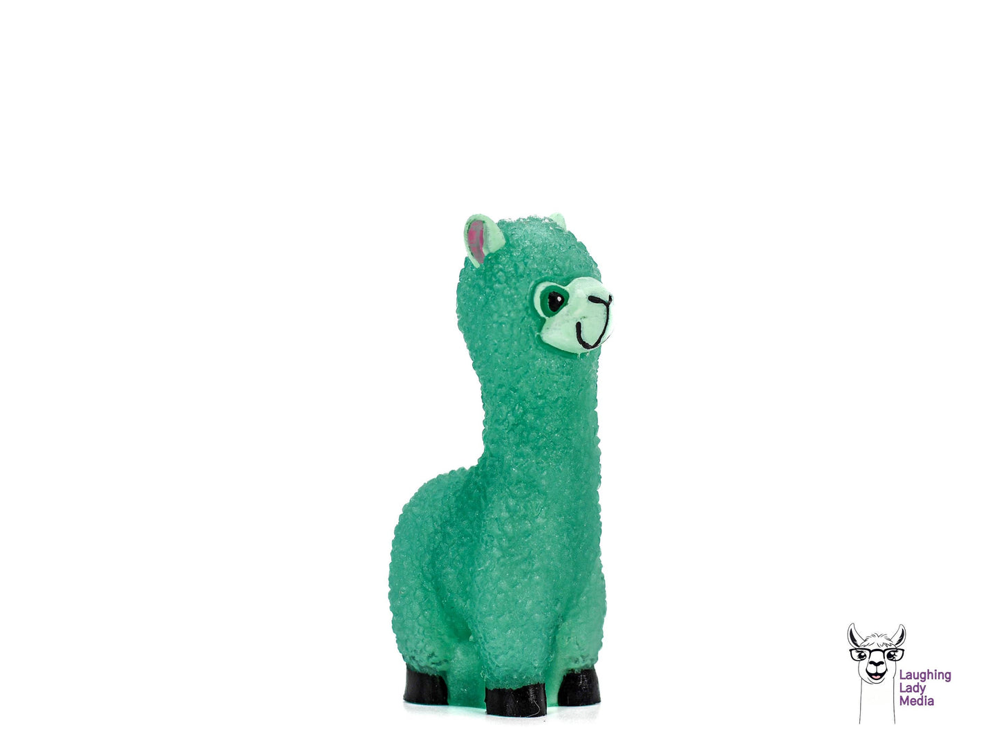 Adorable Jade Green Resin Alpaca Unique Hand-Painted Llama Décor