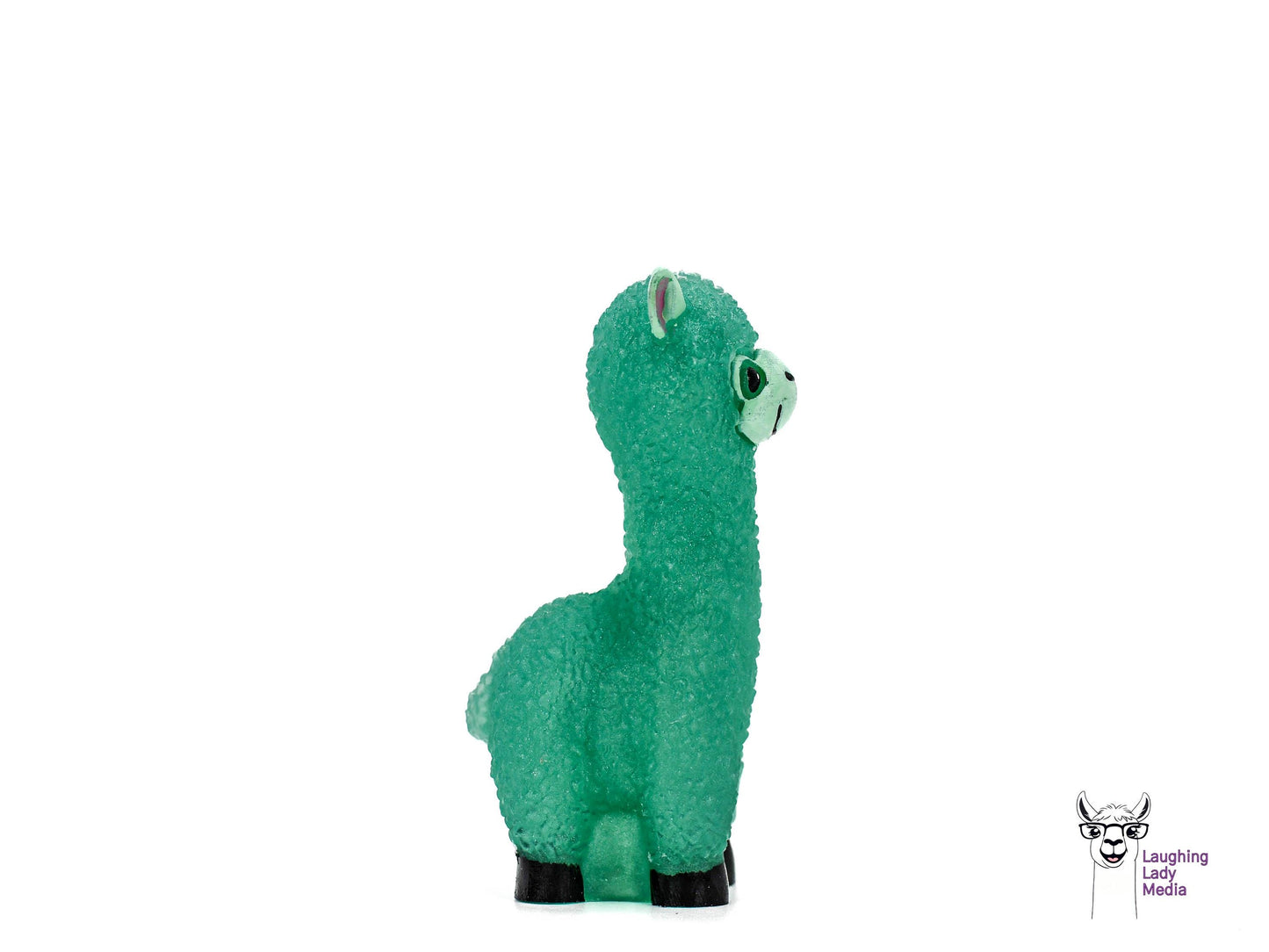 Adorable Jade Green Resin Alpaca Unique Hand-Painted Llama Décor