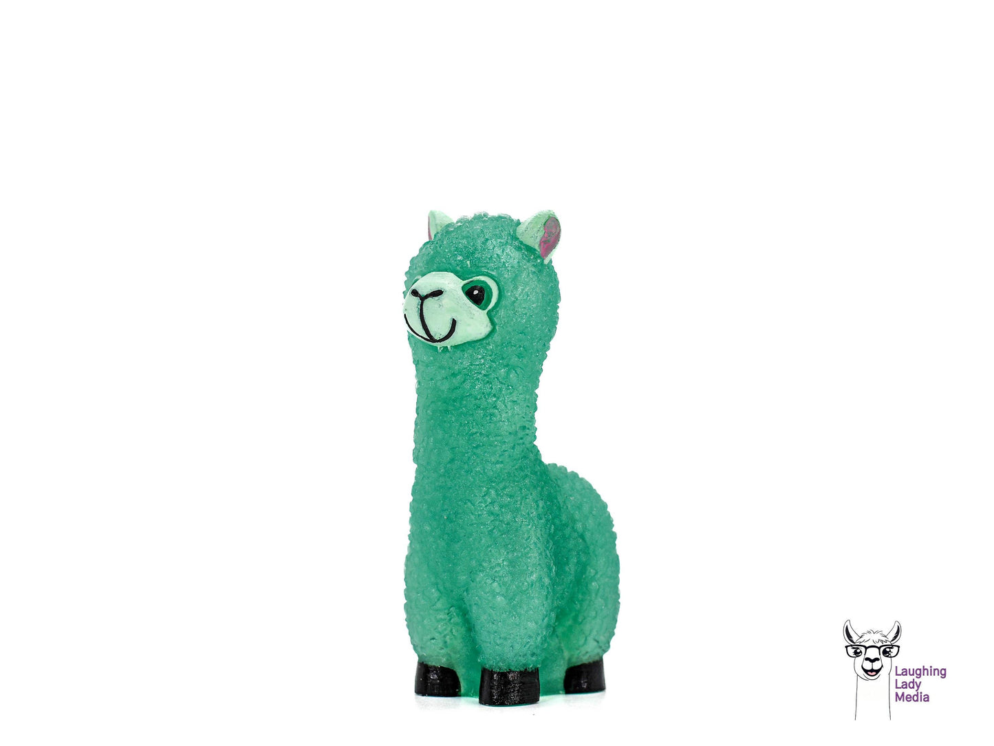 Adorable Jade Green Resin Alpaca Unique Hand-Painted Llama Décor