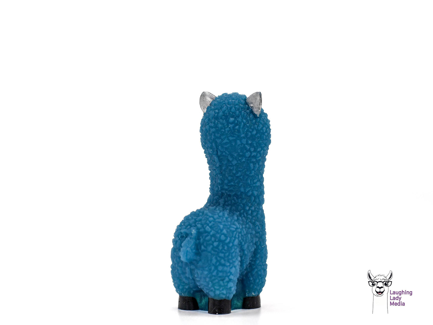 Cute Blue Llama with Silver Face Figurine Colorful Handmade Resin Art for Home Décor