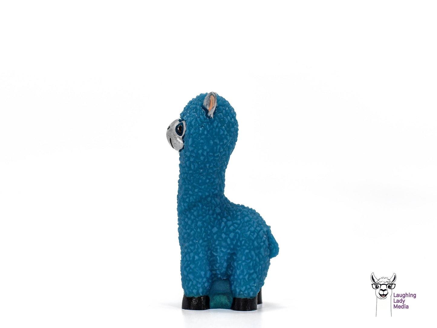 Cute Blue Llama with Silver Face Figurine Colorful Handmade Resin Art for Home Décor