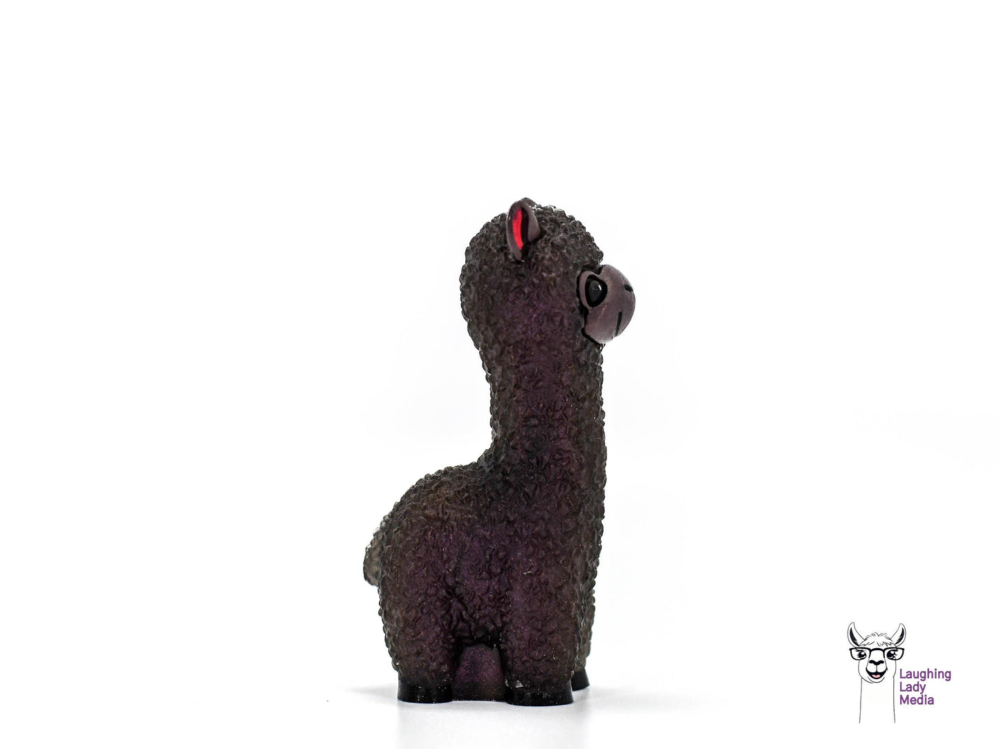 Hand-Painted Deep Wine Red Llama Cute Resin Alpaca Gift