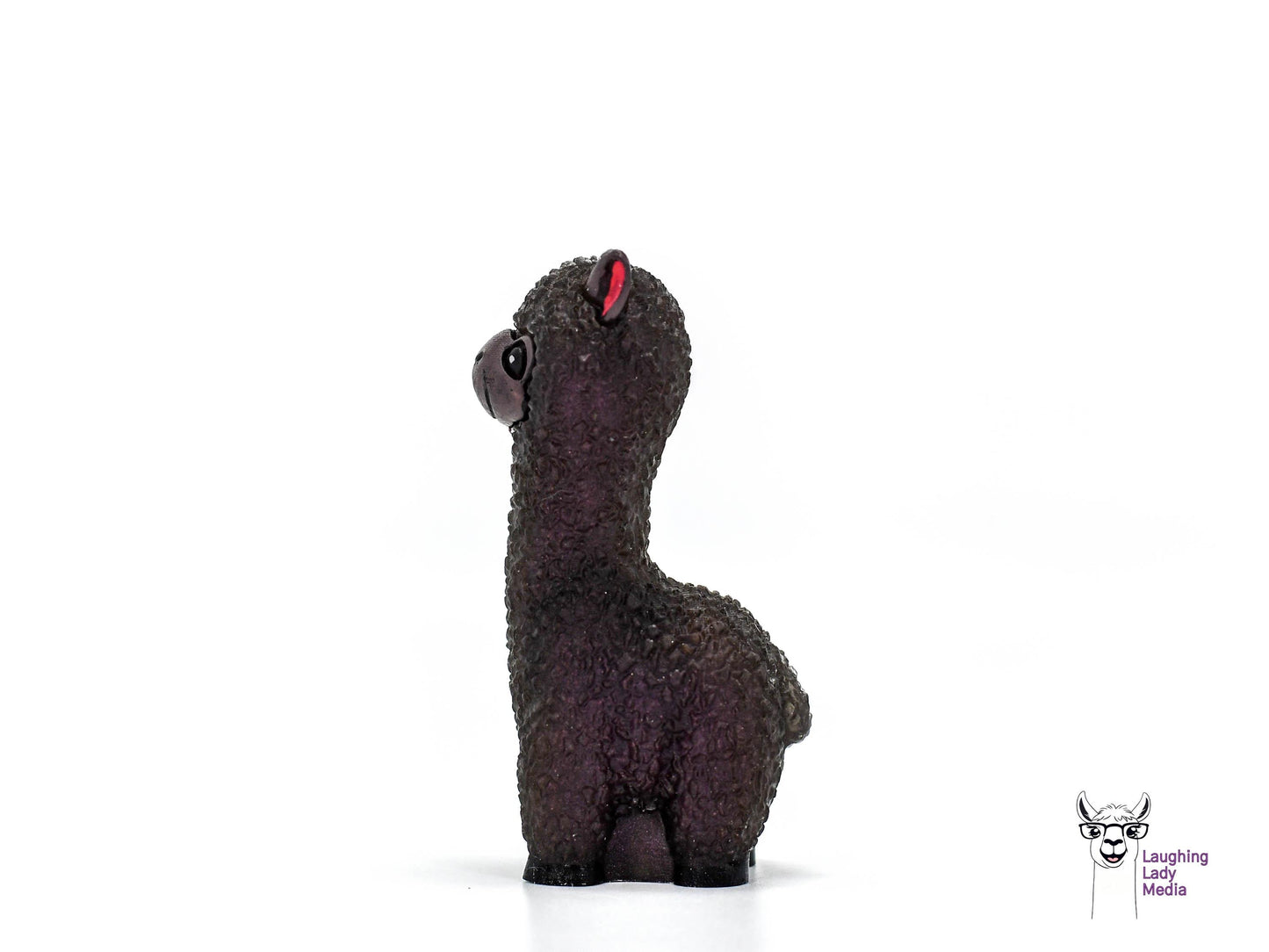 Hand-Painted Deep Wine Red Llama Cute Resin Alpaca Gift
