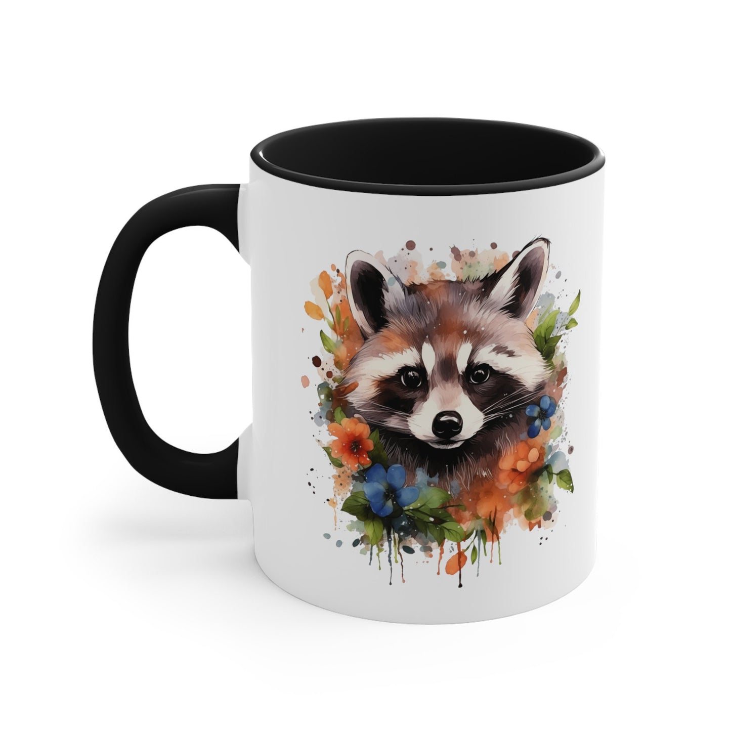 11oz Handmade Raccoon Mug with Watercolor Art - Ceramic Cup for Coffee and Tea