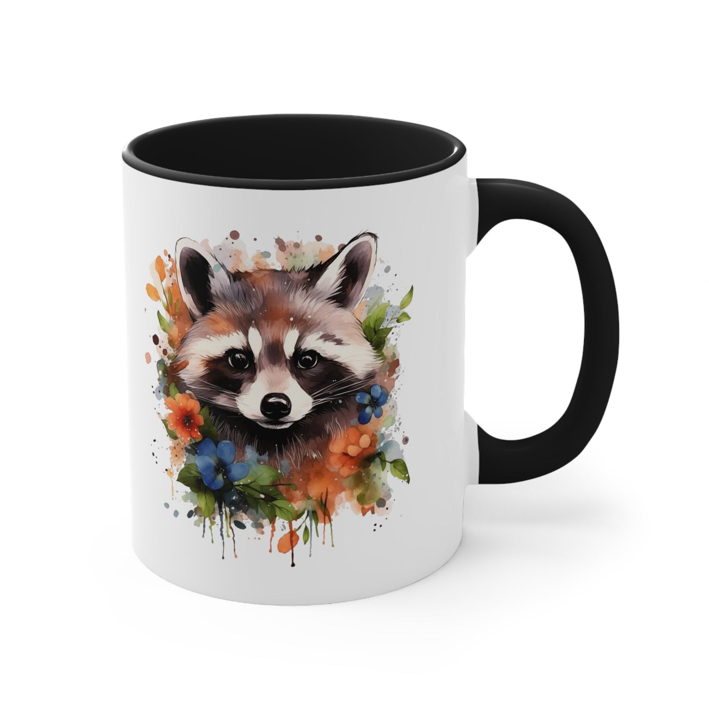 11oz Handmade Raccoon Mug with Watercolor Art - Ceramic Cup for Coffee and Tea