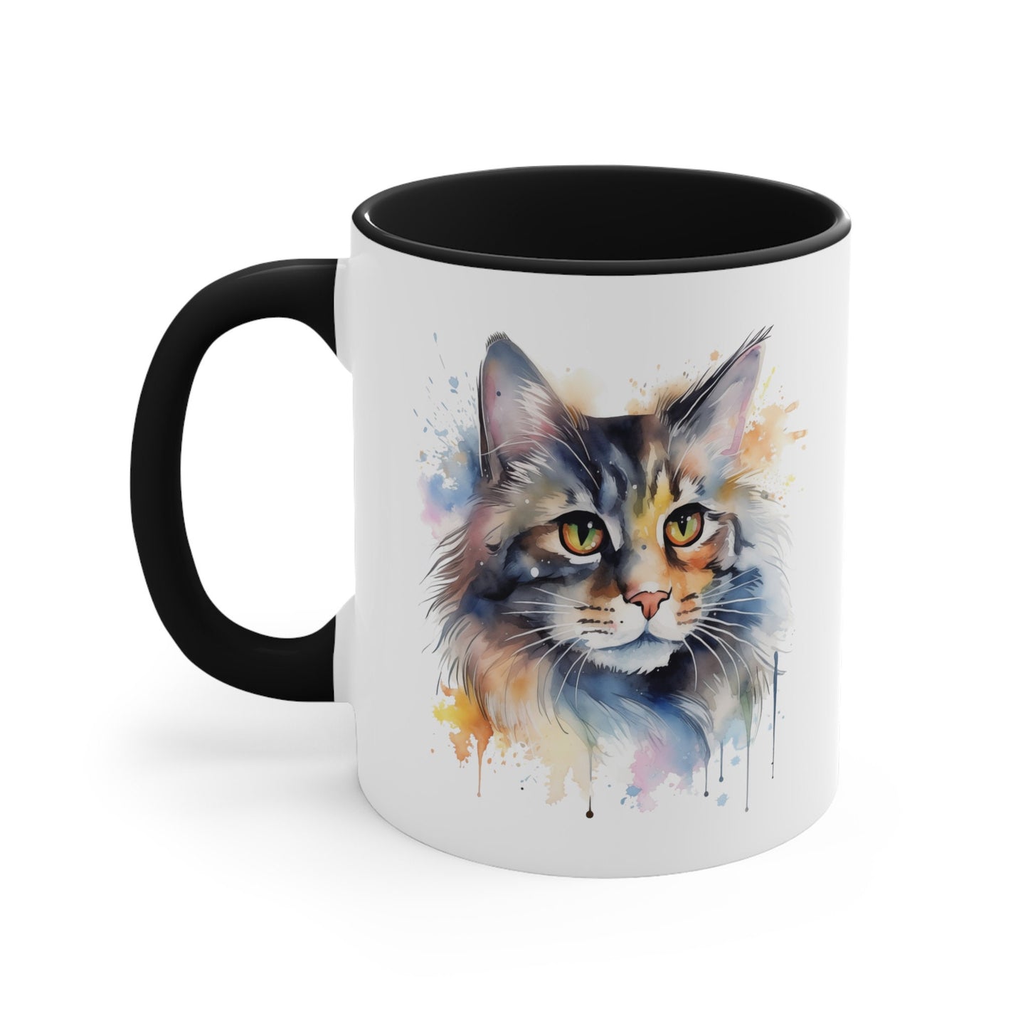 11oz Watercolor Grey Cat Mug - Perfect for Kitty Lovers - Handcrafted Ceramic - TM