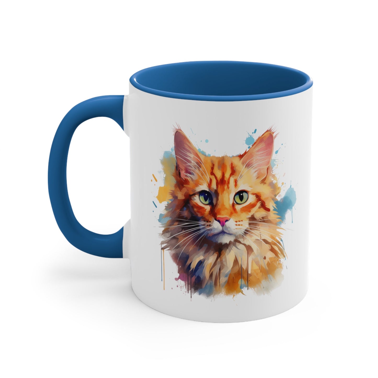 11oz Watercolor Cat Mug - Unique Ceramic for Kitty Lovers