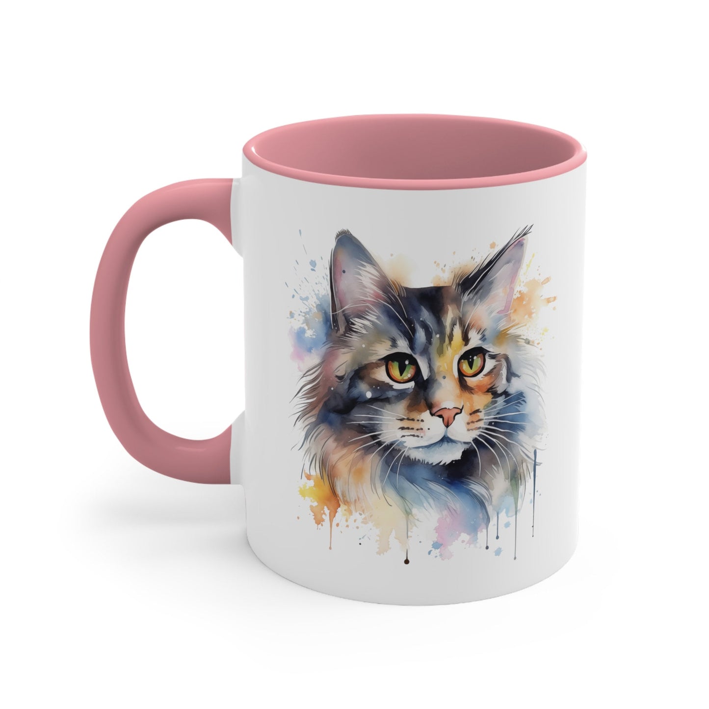 11oz Watercolor Grey Cat Mug - Perfect for Kitty Lovers - Handcrafted Ceramic - TM