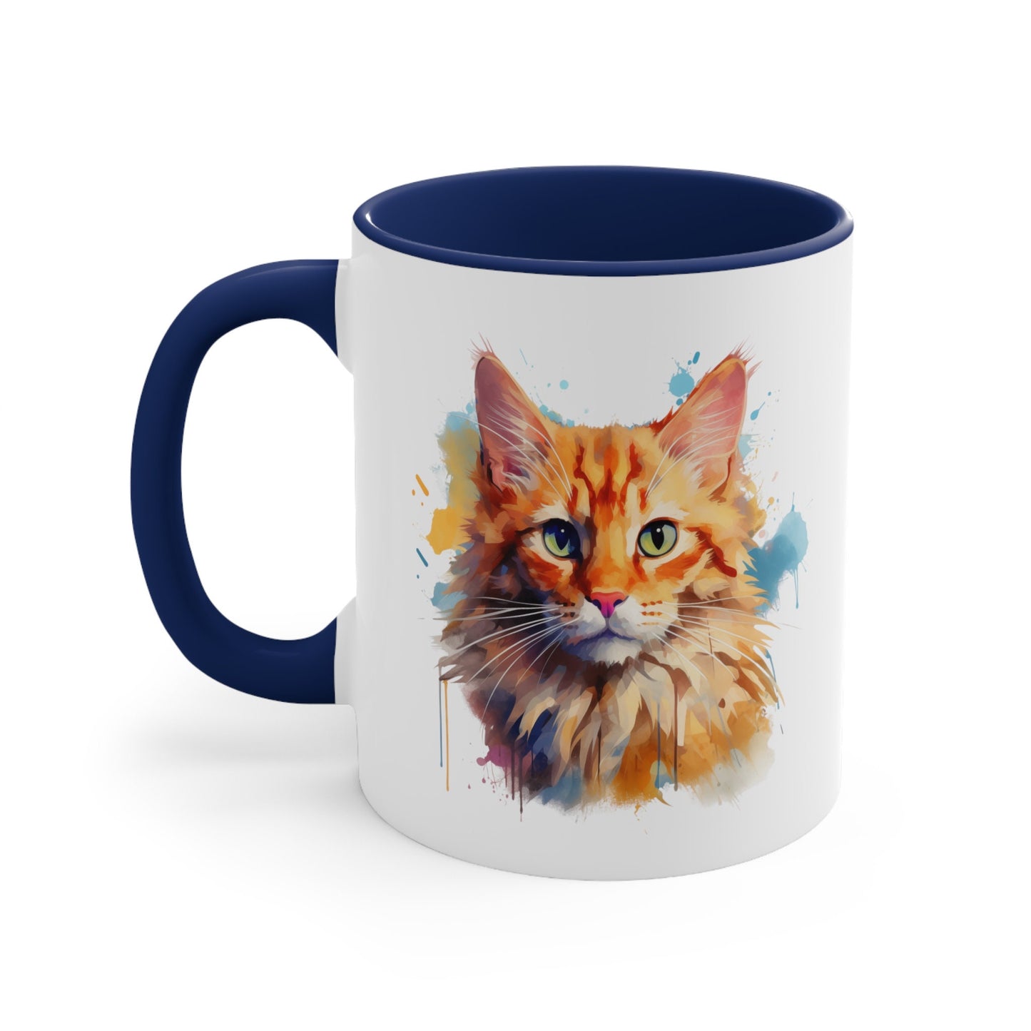 11oz Watercolor Cat Mug - Unique Ceramic for Kitty Lovers