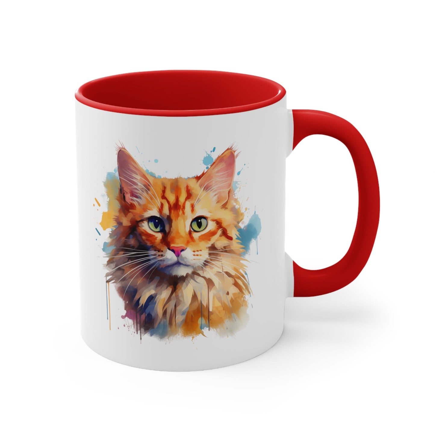 11oz Watercolor Cat Mug - Unique Ceramic for Kitty Lovers