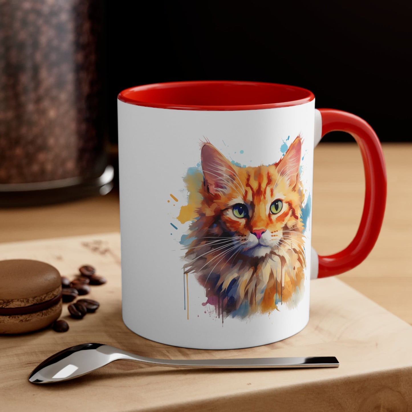 11oz Watercolor Cat Mug - Unique Ceramic for Kitty Lovers