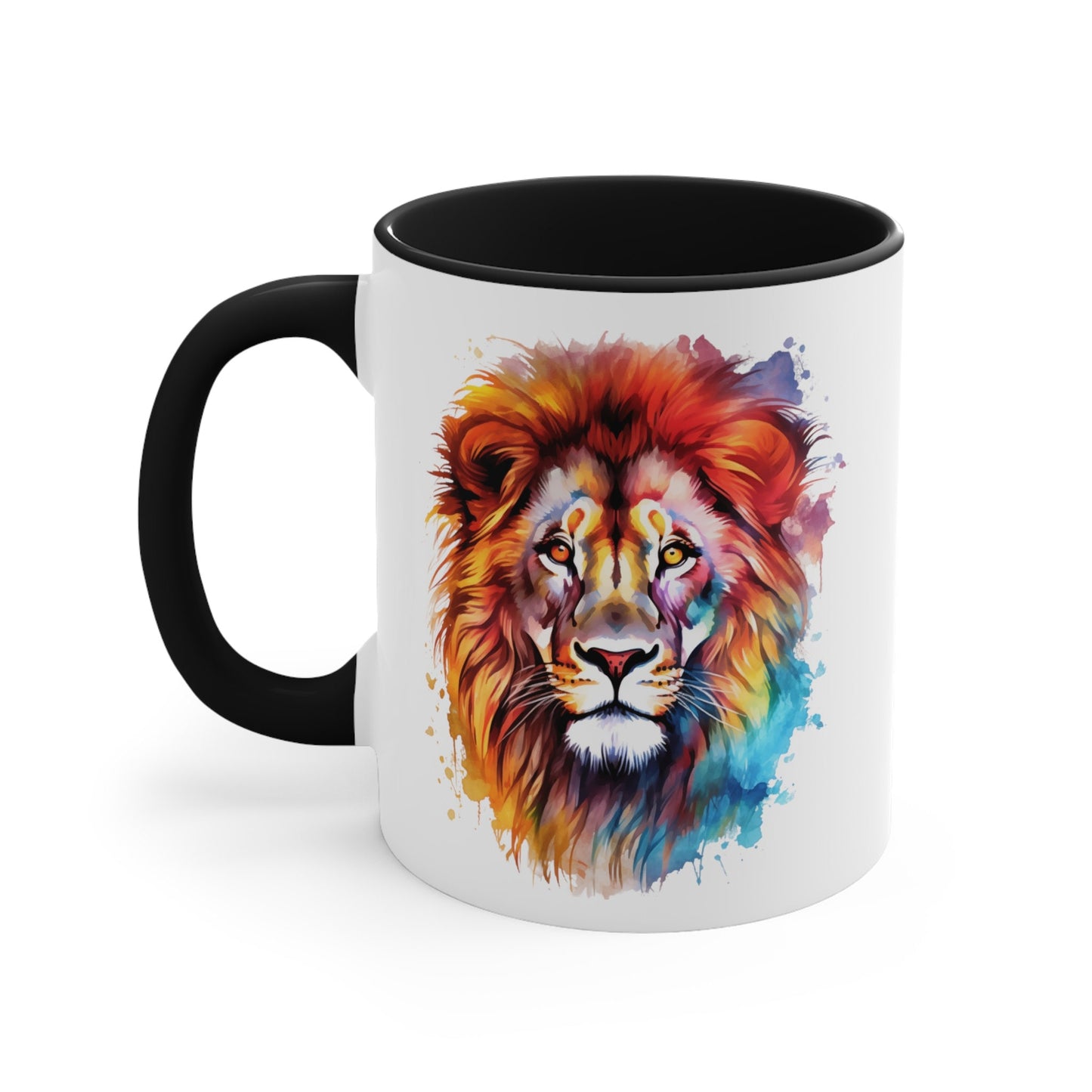 Artistic Ceramic Lion Mug - 11oz Watercolor Design for Art Lovers