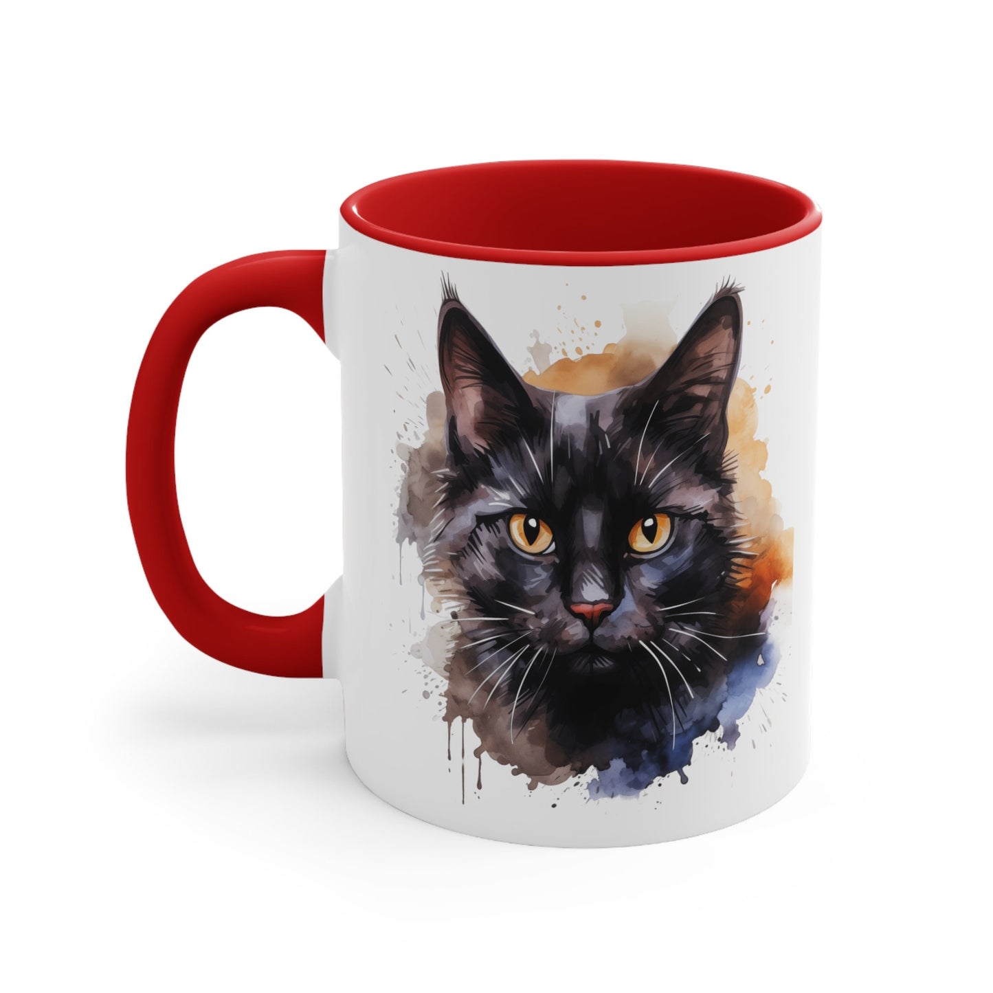 Art Lovers Ceramic Watercolor Black Cat Mug - 11oz