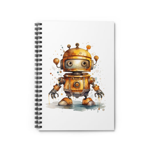 Adorable Robot Watercolor Journal - Spiral Ruled Notebook for Creatives