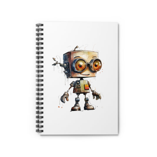 Adorable Robot Watercolor Journal - Spiral Ruled Notebook for Creatives - Perfect Gift
